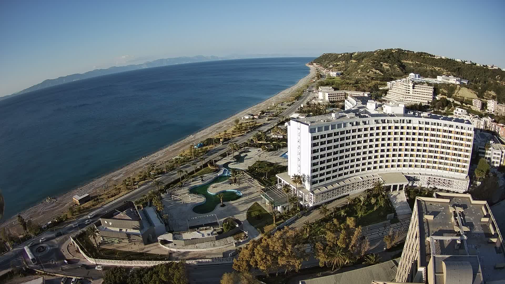 Rhodes, Paralia Ixia Beach Live Cam - Ialysos, Rhodes (Ródos), Dodacanese, South Aegean (Periféreia Notíou Aigaíou), Greece