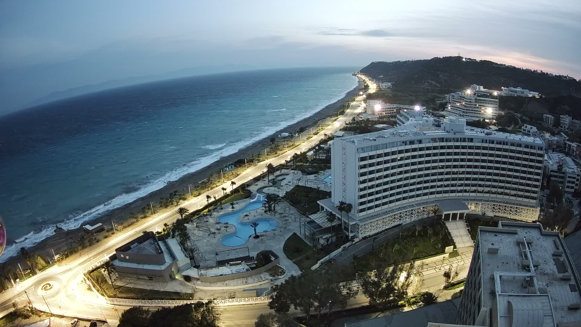 Rhodes, Paralia Ixia Beach Live Cam - Ialysos, Rhodes (Ródos), Dodacanese, South Aegean (Periféreia Notíou Aigaíou), Greece