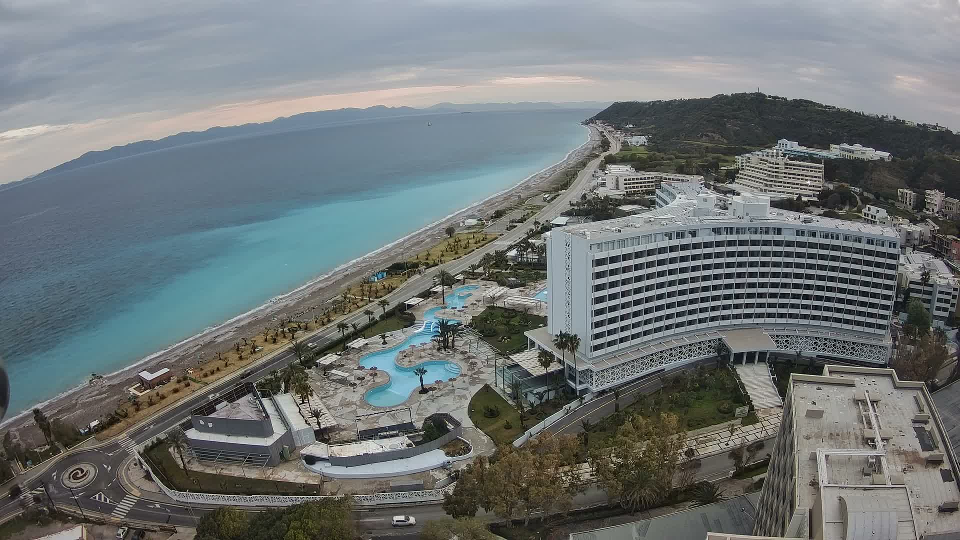 Rhodes, Paralia Ixia Beach Live Cam - Ialysos, Rhodes (Ródos), Dodacanese, South Aegean (Periféreia Notíou Aigaíou), Greece