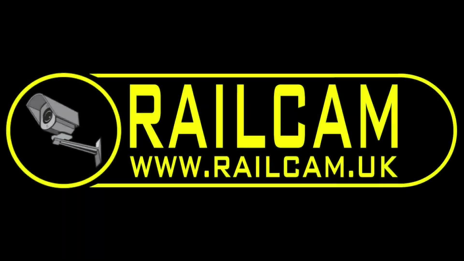 An elevated view of a bustling train station on an overcast day shows a dark green and blue train alongside a platform where numerous people are gathered, with another train visible further down the tracks and various buildings in the background.