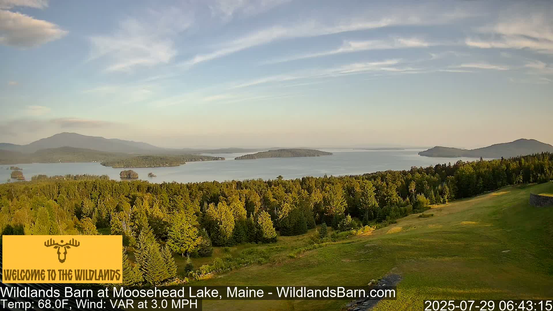 Moosehead Lake View from Wildlands Barn Live Cam - Northwest Piscataquis, Piscataquis, Maine, USA
