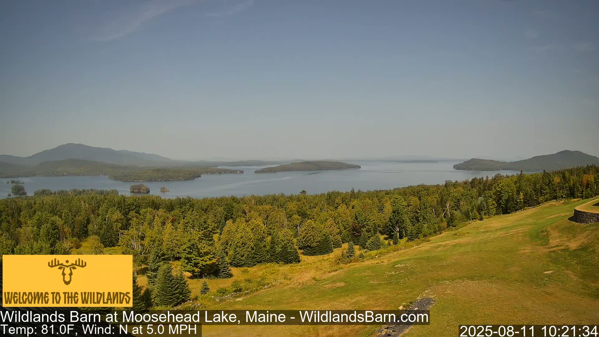 Moosehead Lake View from Wildlands Barn Live Cam - Northwest Piscataquis, Piscataquis, Maine, USA