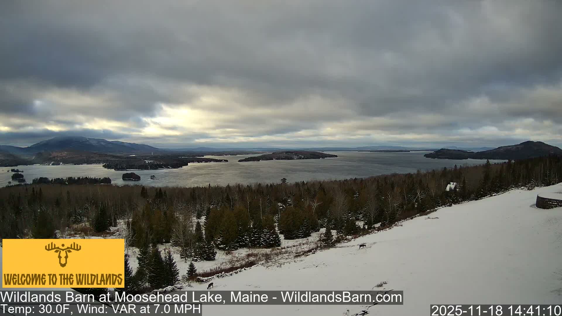 Moosehead Lake View from Wildlands Barn Live Cam - Northwest Piscataquis, Piscataquis, Maine, USA