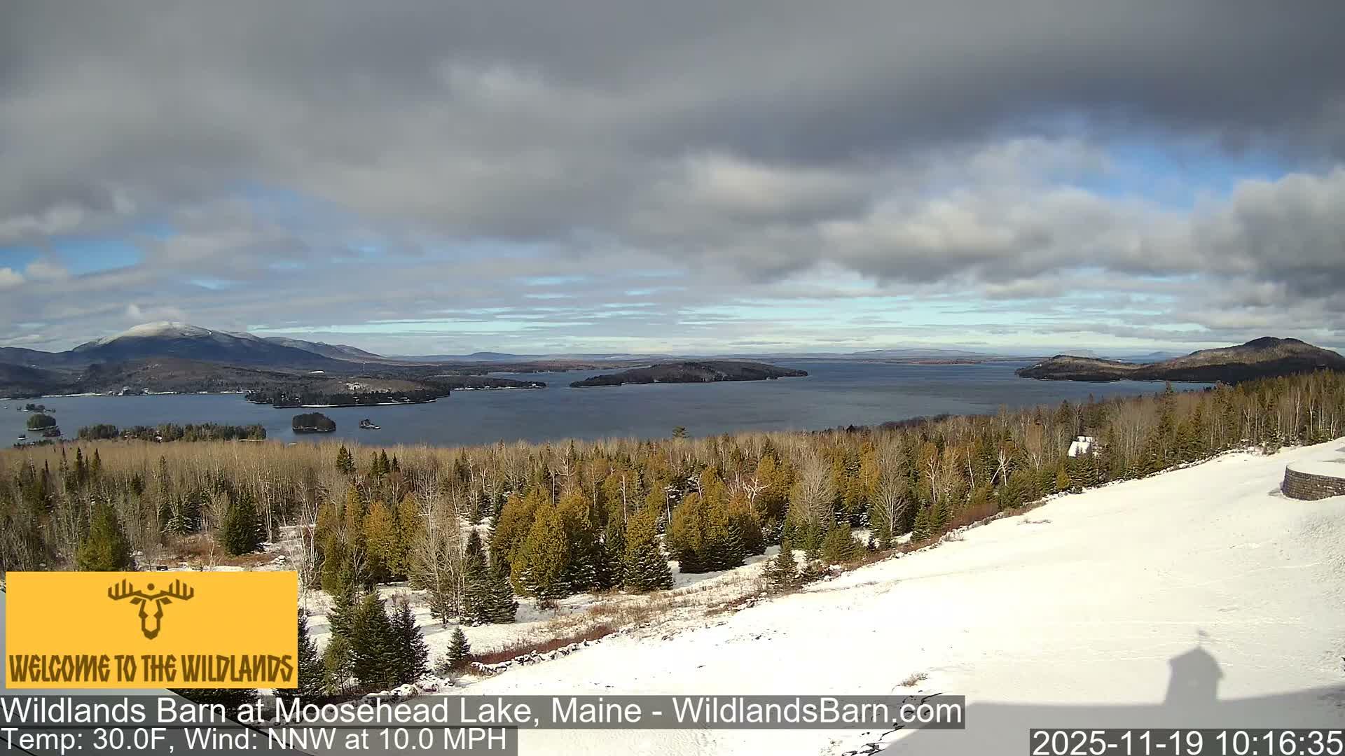 Moosehead Lake View from Wildlands Barn Live Cam - Northwest Piscataquis, Piscataquis, Maine, USA