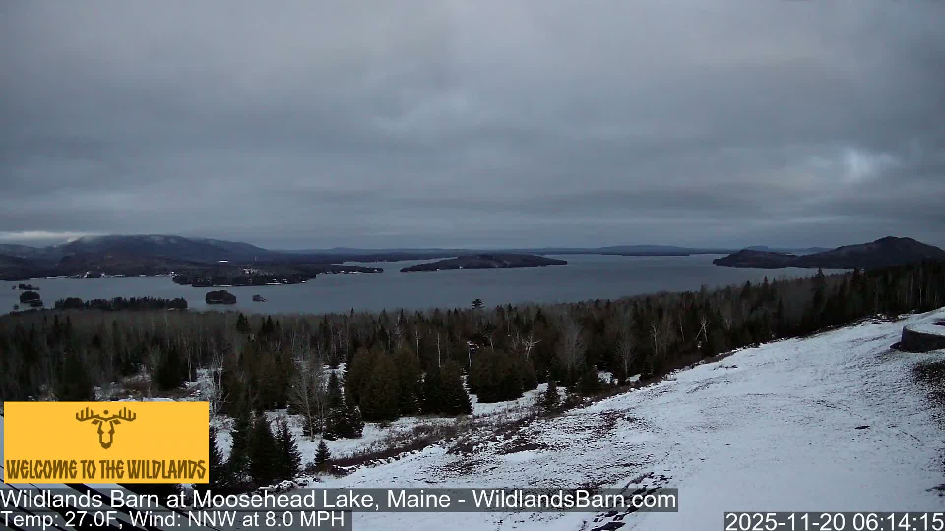 Moosehead Lake View from Wildlands Barn Live Cam - Northwest Piscataquis, Piscataquis, Maine, USA