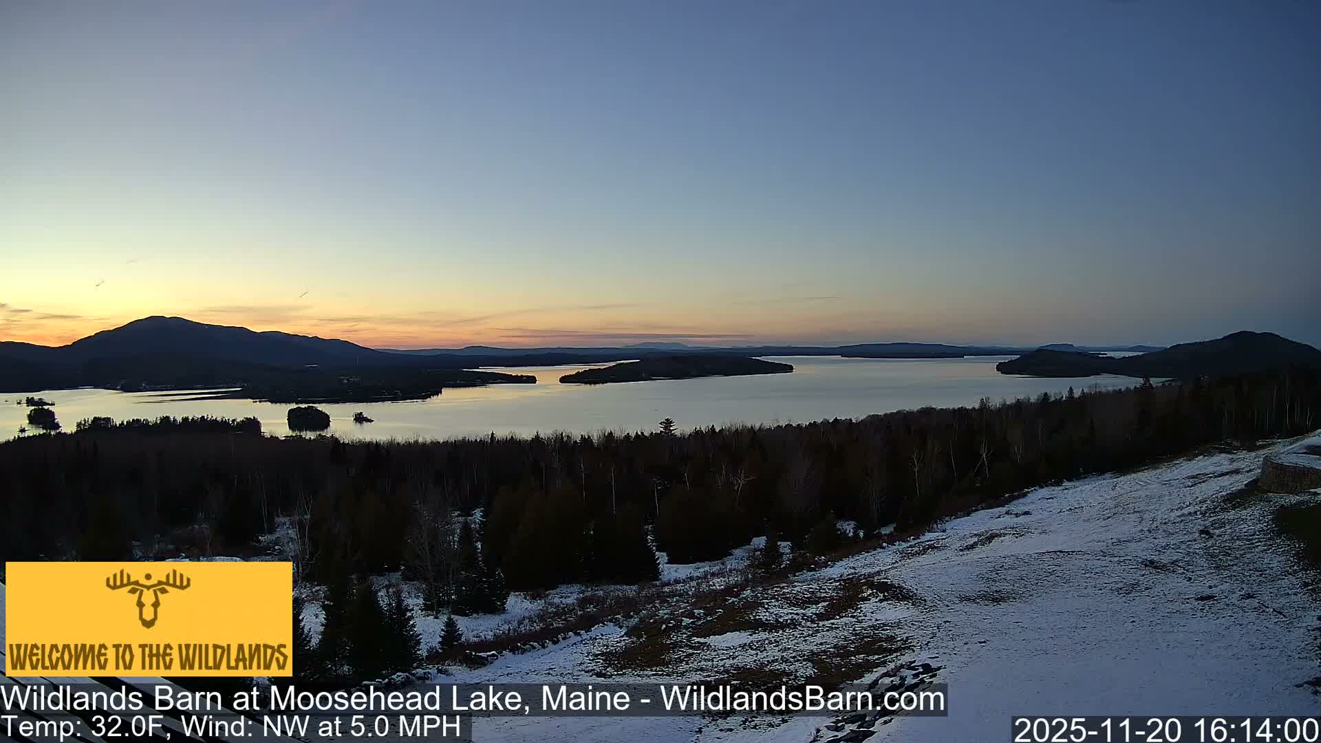 Moosehead Lake View from Wildlands Barn Live Cam - Northwest Piscataquis, Piscataquis, Maine, USA