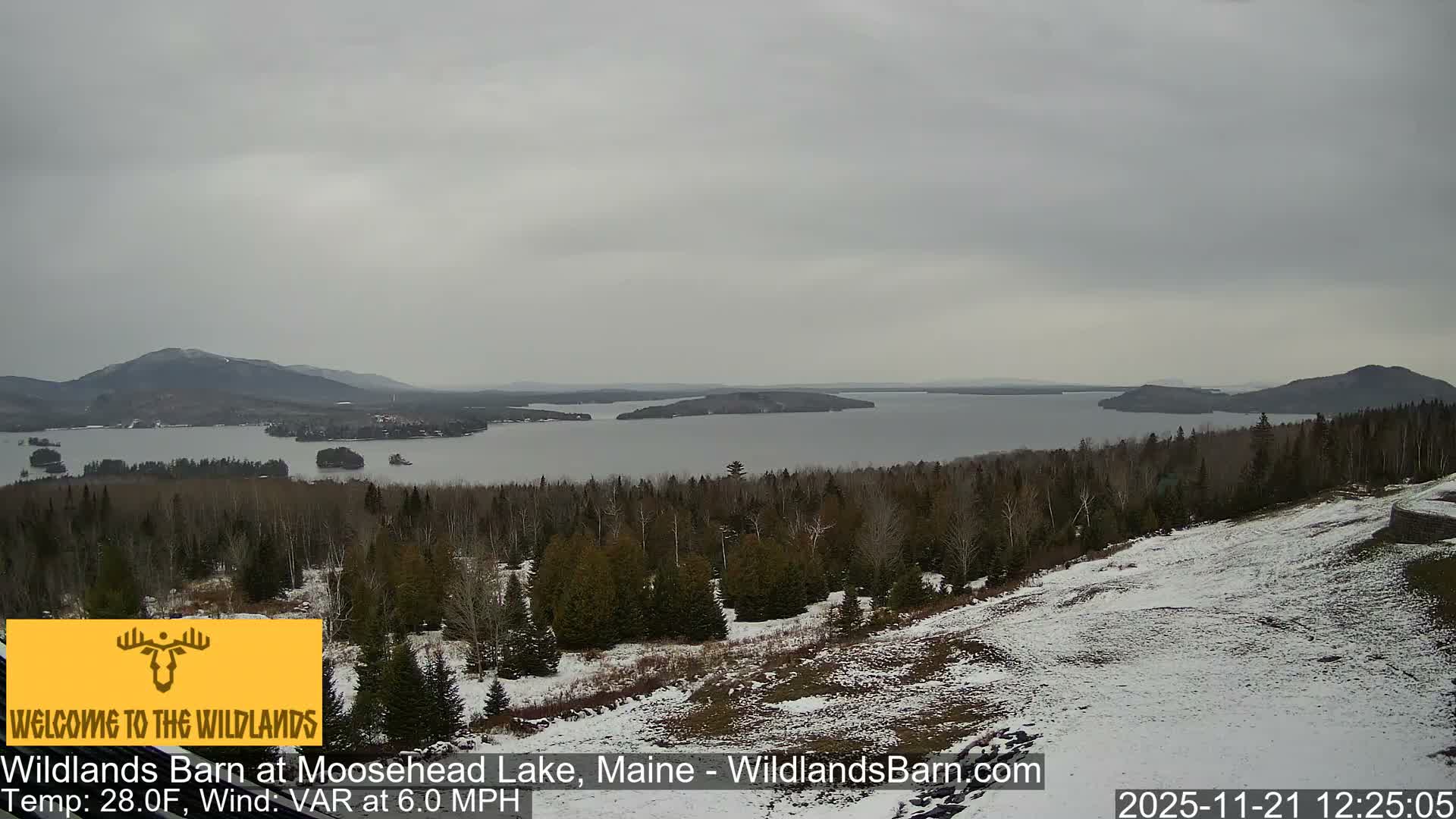 Moosehead Lake View from Wildlands Barn Live Cam - Northwest Piscataquis, Piscataquis, Maine, USA