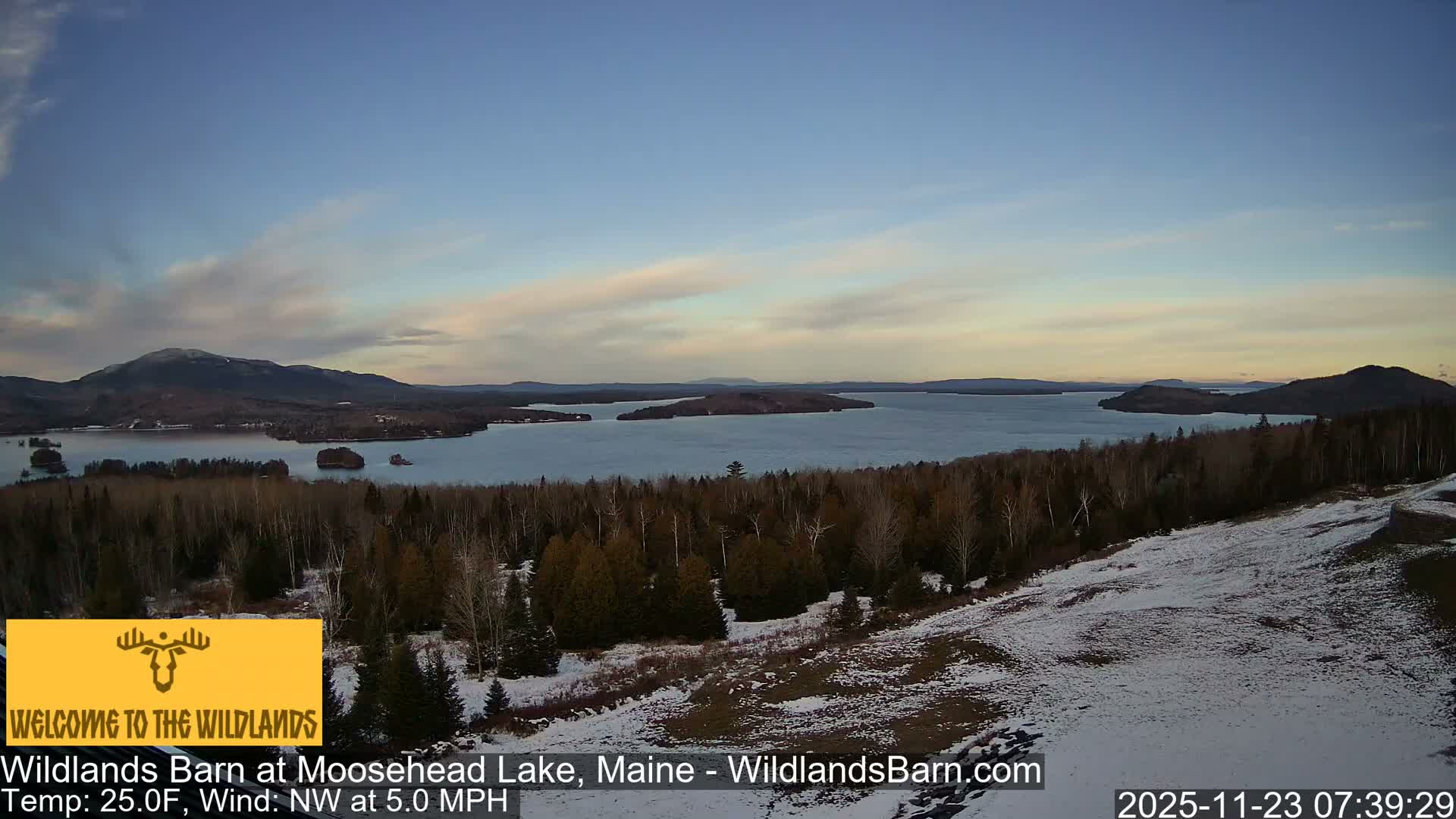 Moosehead Lake View from Wildlands Barn Live Cam - Northwest Piscataquis, Piscataquis, Maine, USA