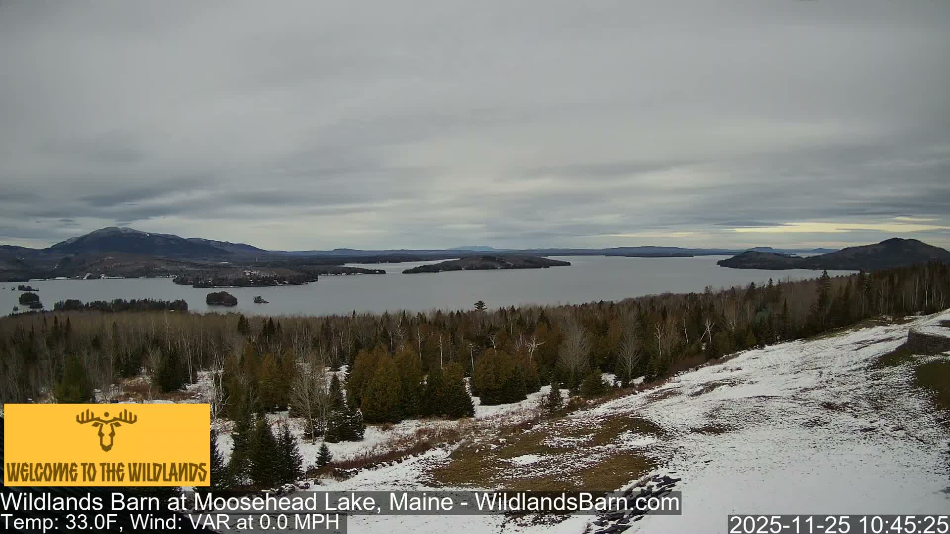 Moosehead Lake View from Wildlands Barn Live Cam - Northwest Piscataquis, Piscataquis, Maine, USA
