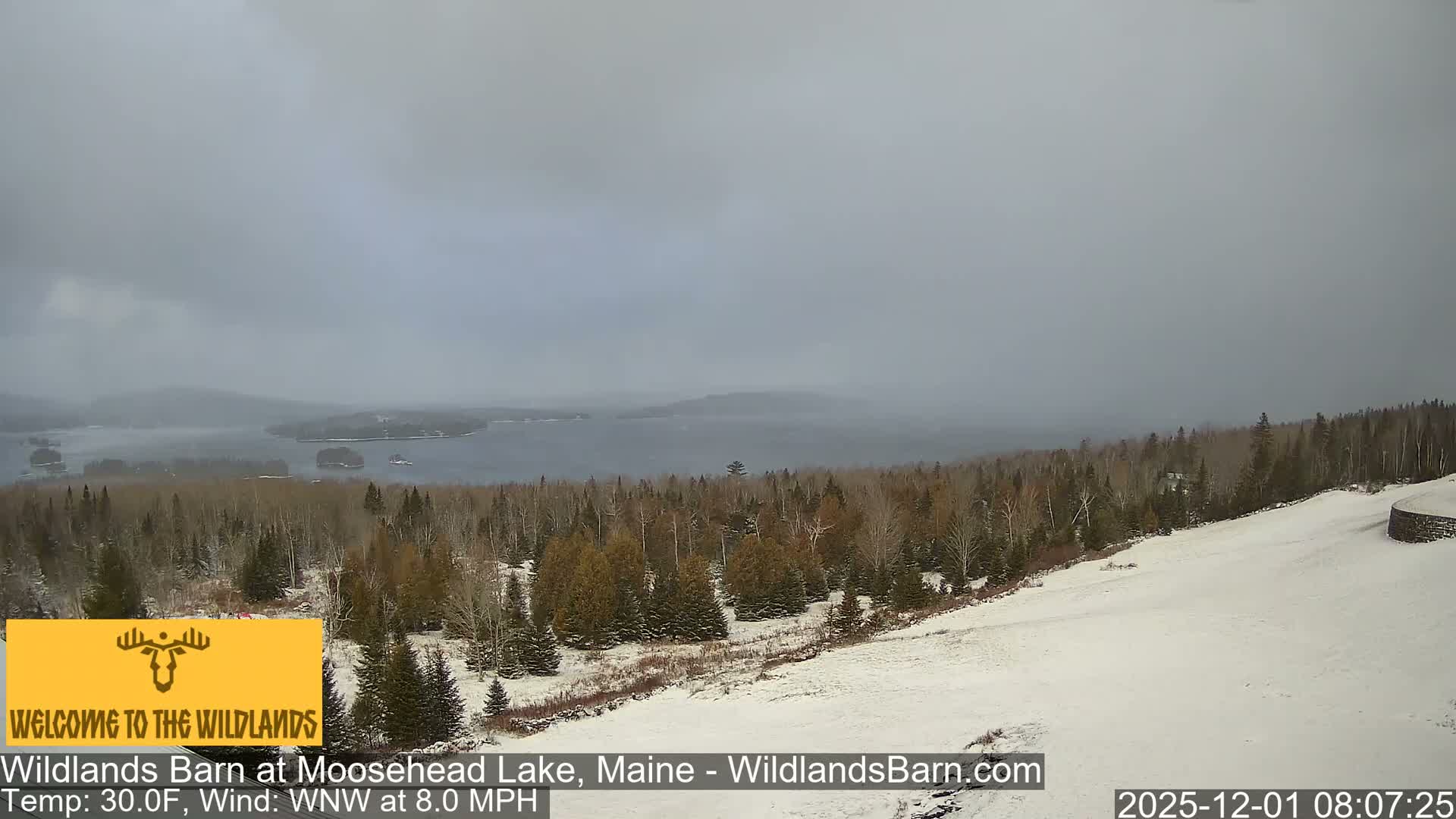 Moosehead Lake View from Wildlands Barn Live Cam - Northwest Piscataquis, Piscataquis, Maine, USA