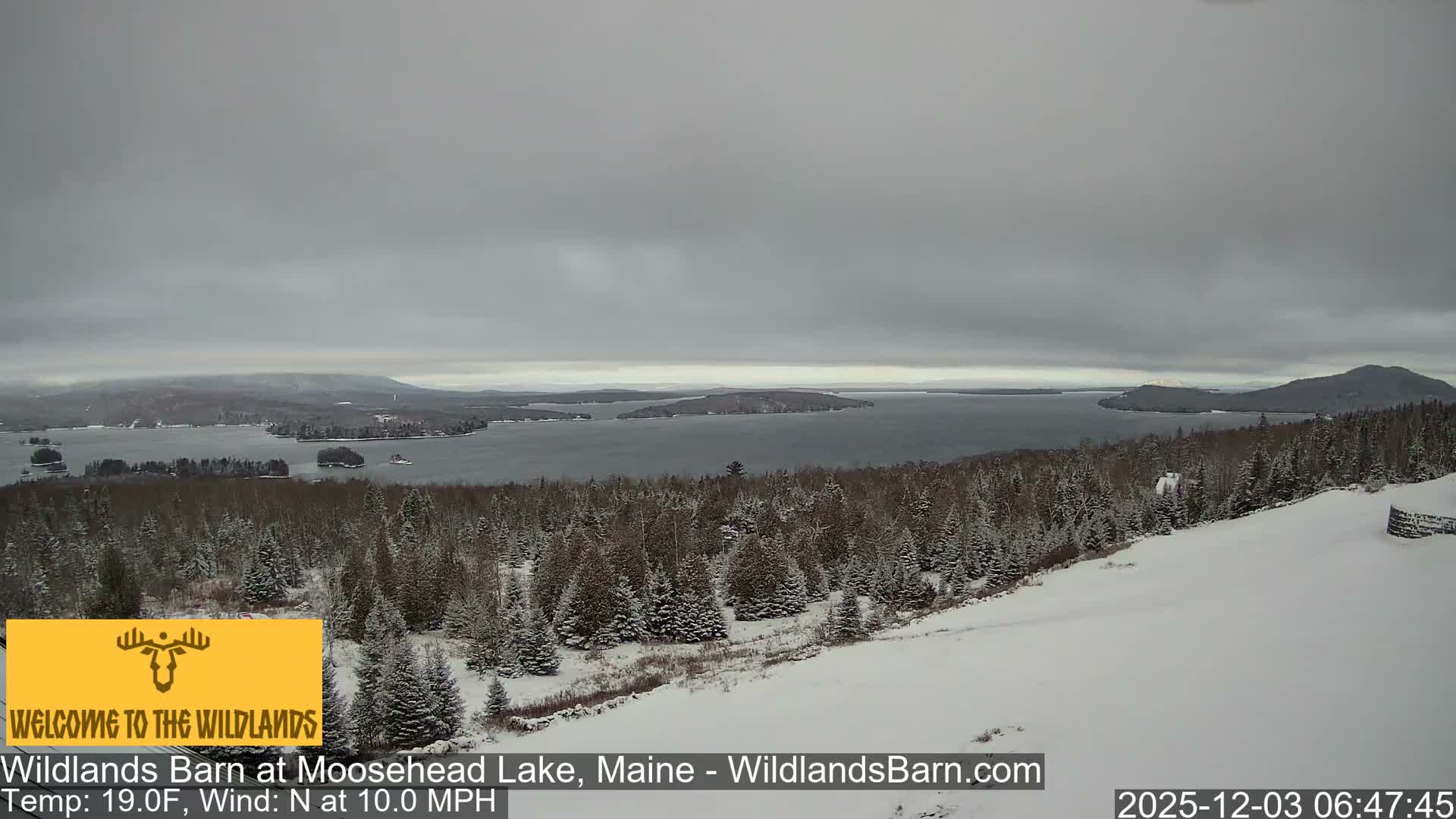 Moosehead Lake View from Wildlands Barn Live Cam - Northwest Piscataquis, Piscataquis, Maine, USA