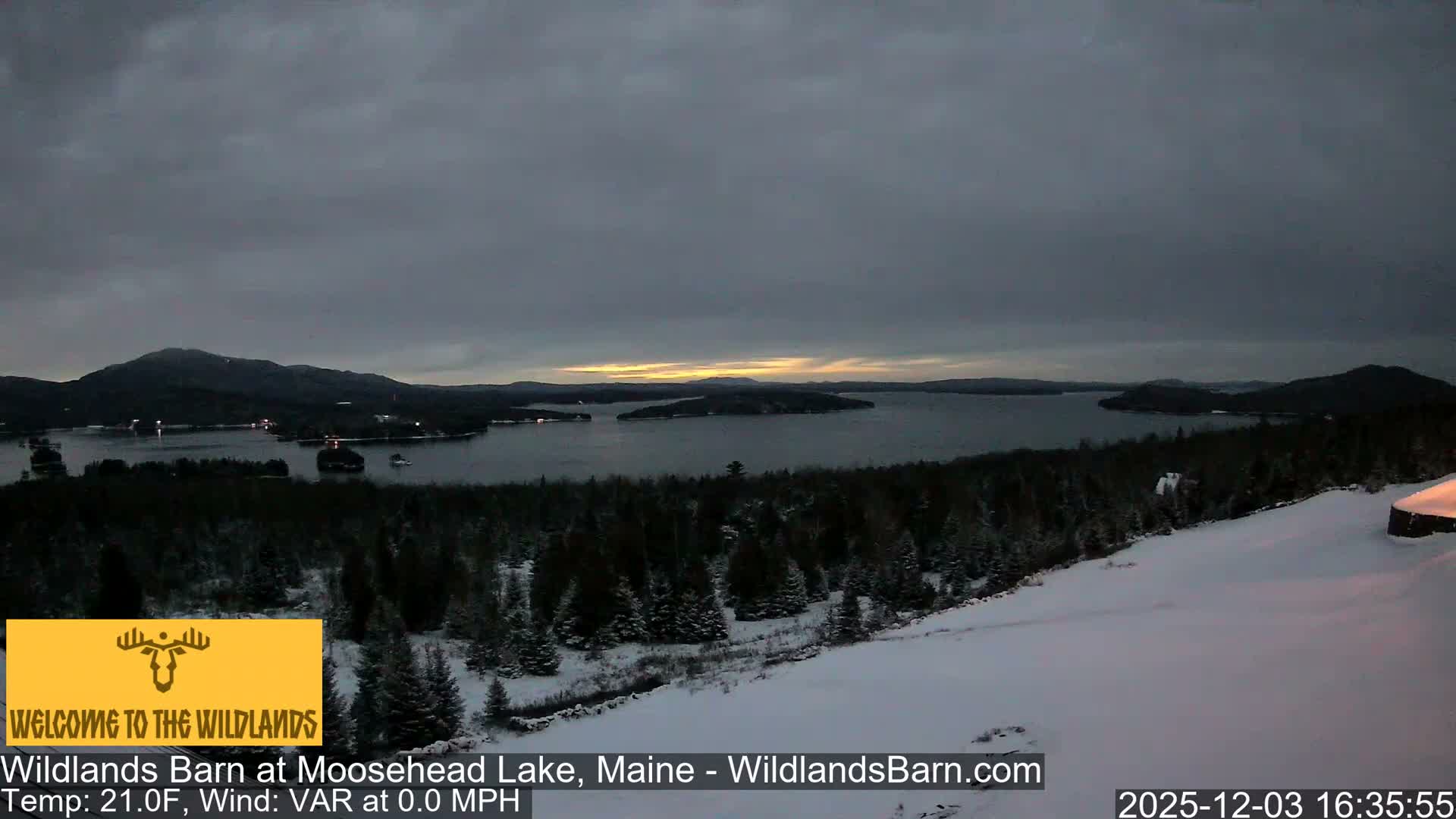 Moosehead Lake View from Wildlands Barn Live Cam - Northwest Piscataquis, Piscataquis, Maine, USA