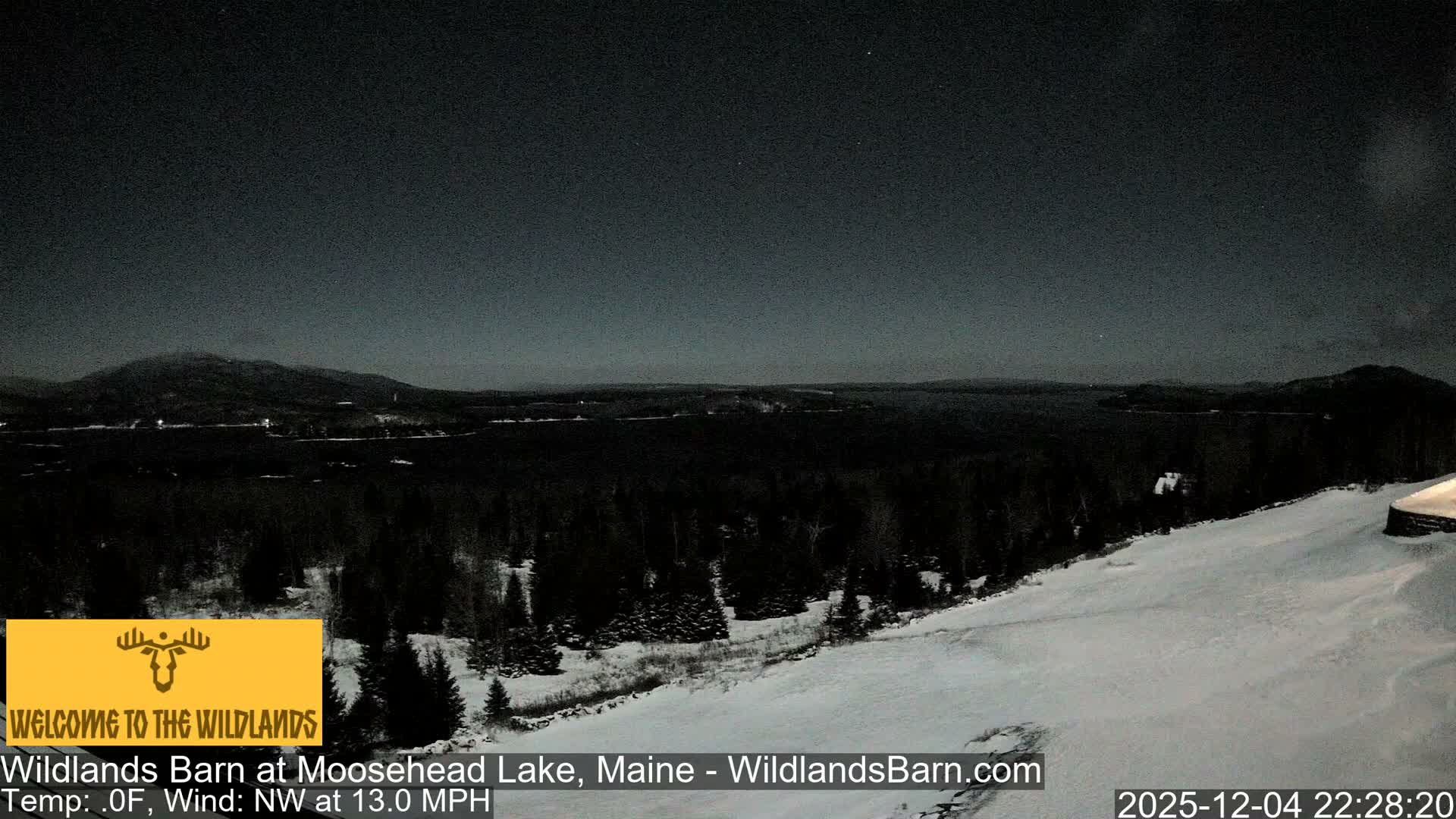 Moosehead Lake View from Wildlands Barn Live Cam - Northwest Piscataquis, Piscataquis, Maine, USA