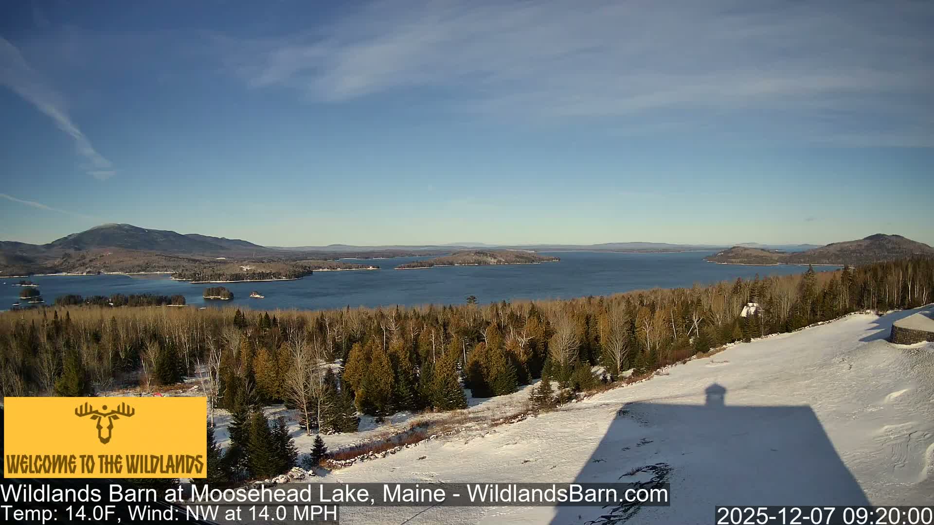 Moosehead Lake View from Wildlands Barn Live Cam - Northwest Piscataquis, Piscataquis, Maine, USA