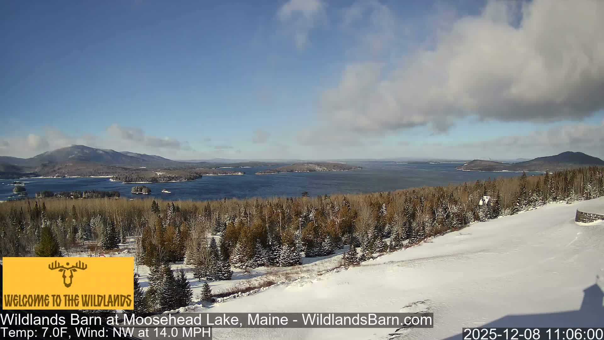 Moosehead Lake View from Wildlands Barn Live Cam - Northwest Piscataquis, Piscataquis, Maine, USA