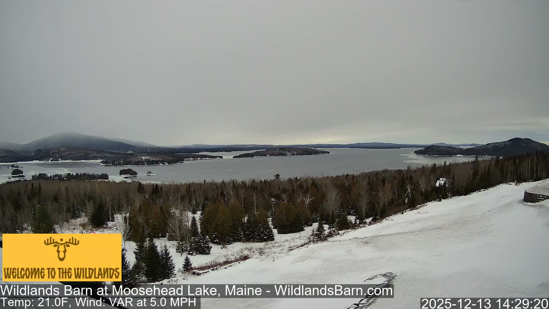 Moosehead Lake View from Wildlands Barn Live Cam - Northwest Piscataquis, Piscataquis, Maine, USA