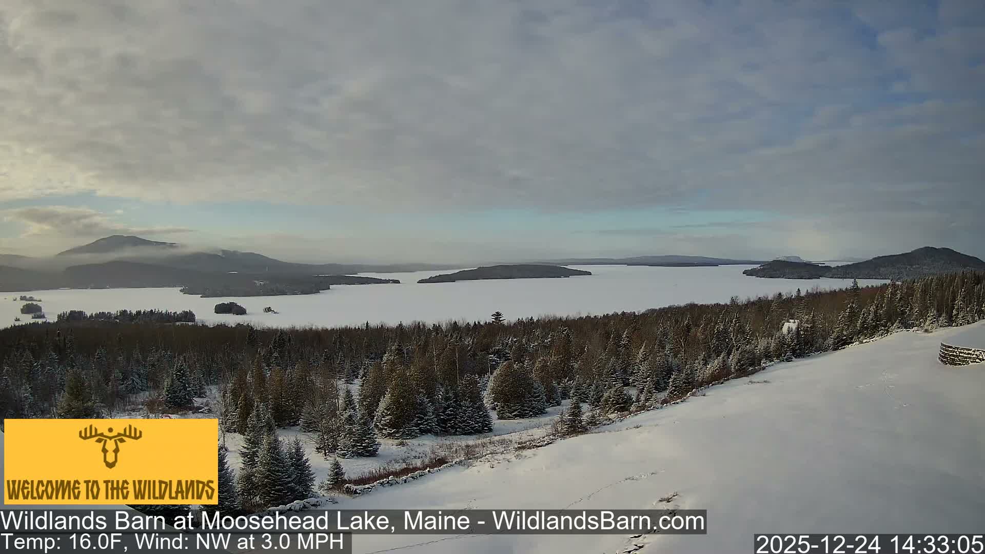 Moosehead Lake View from Wildlands Barn Live Cam - Northwest Piscataquis, Piscataquis, Maine, USA