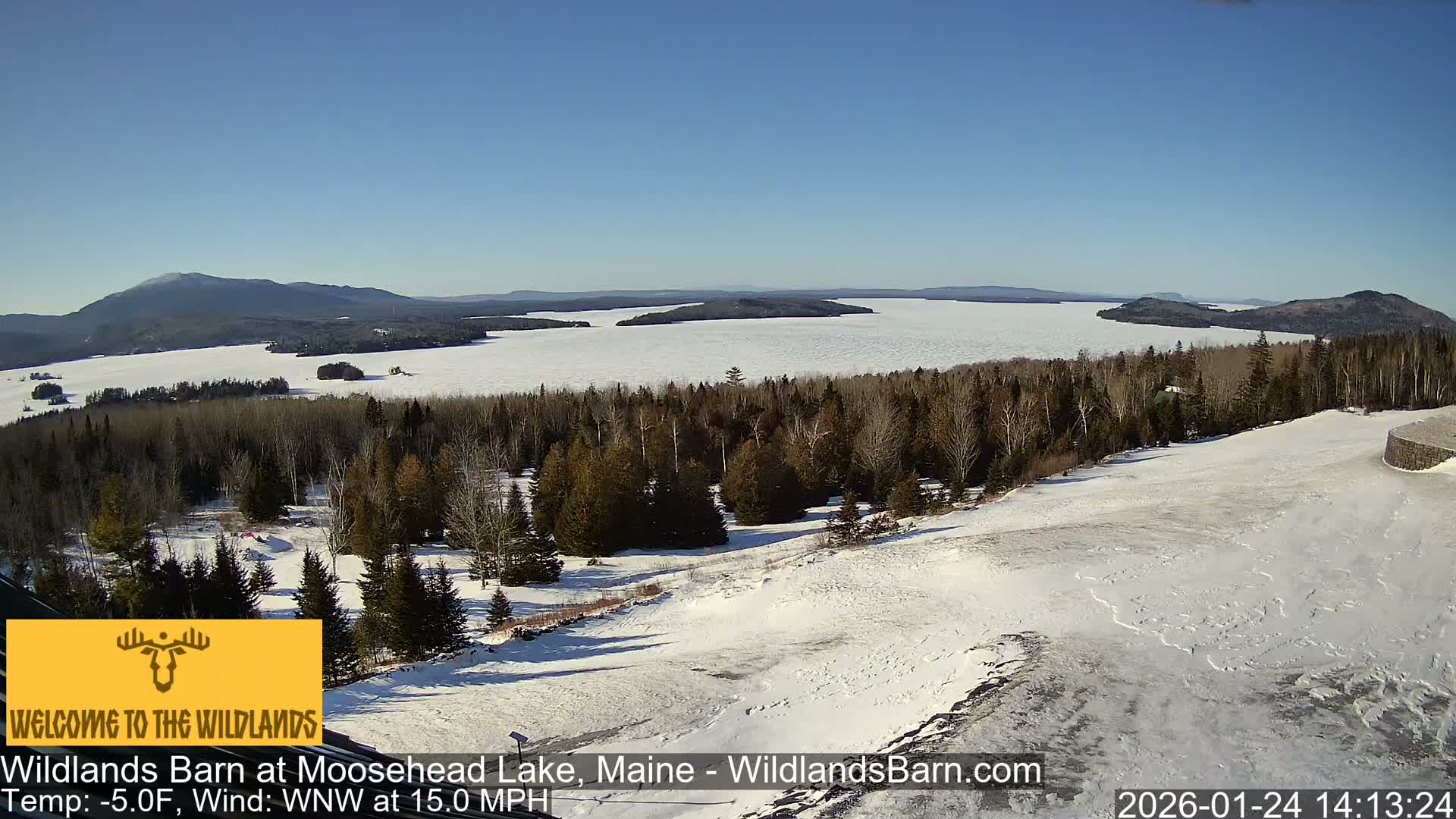Moosehead Lake View from Wildlands Barn Live Cam - Northwest Piscataquis, Piscataquis, Maine, USA