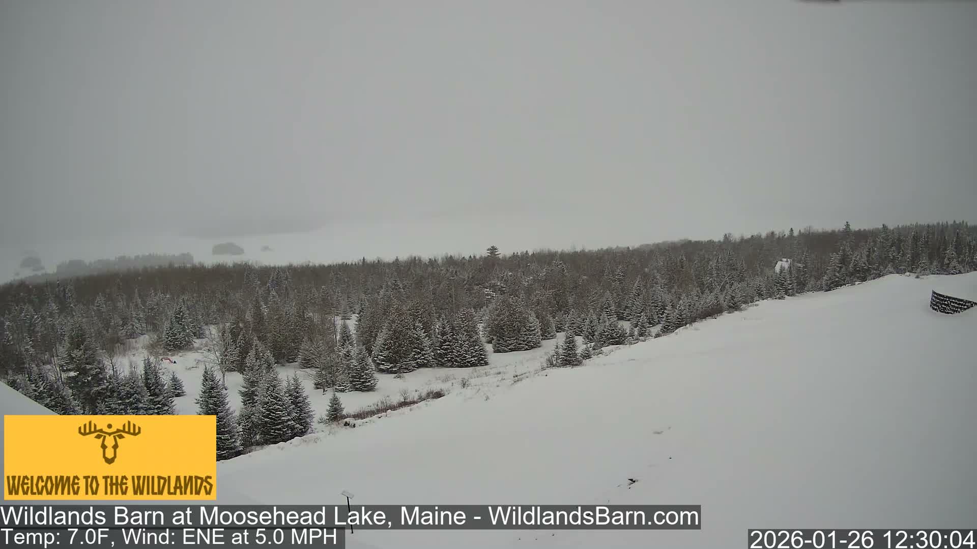 Moosehead Lake View from Wildlands Barn Live Cam - Northwest Piscataquis, Piscataquis, Maine, USA