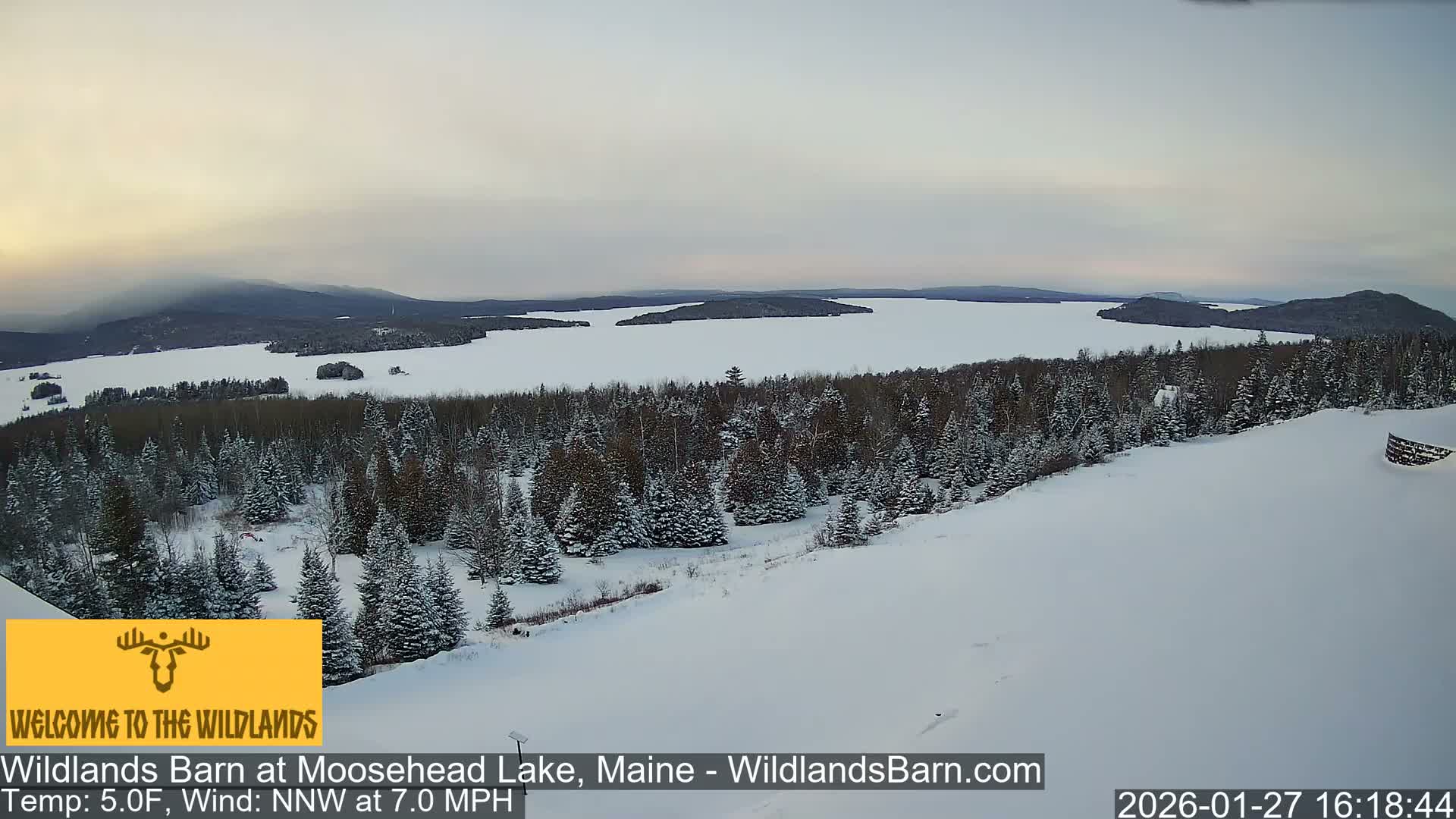 Moosehead Lake View from Wildlands Barn Live Cam - Northwest Piscataquis, Piscataquis, Maine, USA