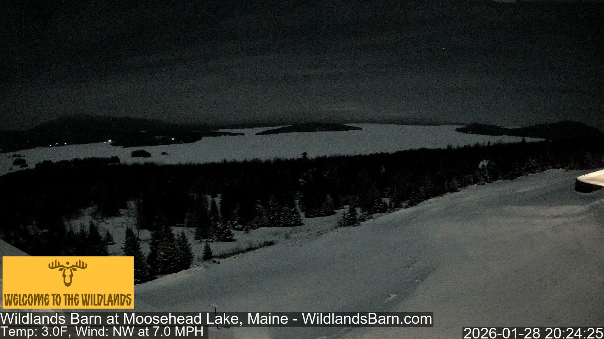 Moosehead Lake View from Wildlands Barn Live Cam - Northwest Piscataquis, Piscataquis, Maine, USA