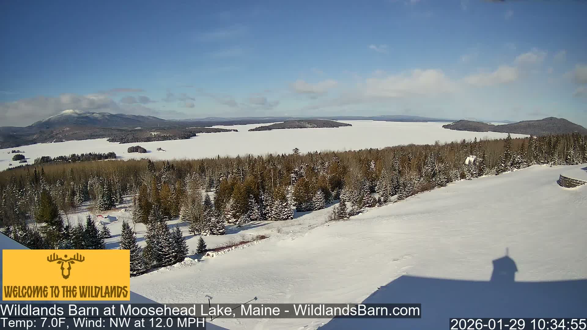 Moosehead Lake View from Wildlands Barn Live Cam - Northwest Piscataquis, Piscataquis, Maine, USA