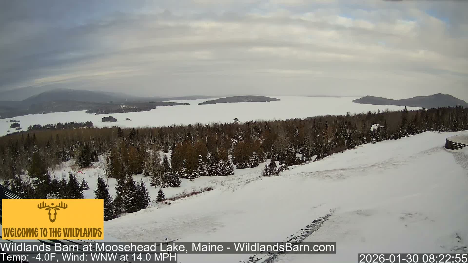 Moosehead Lake View from Wildlands Barn Live Cam - Northwest Piscataquis, Piscataquis, Maine, USA