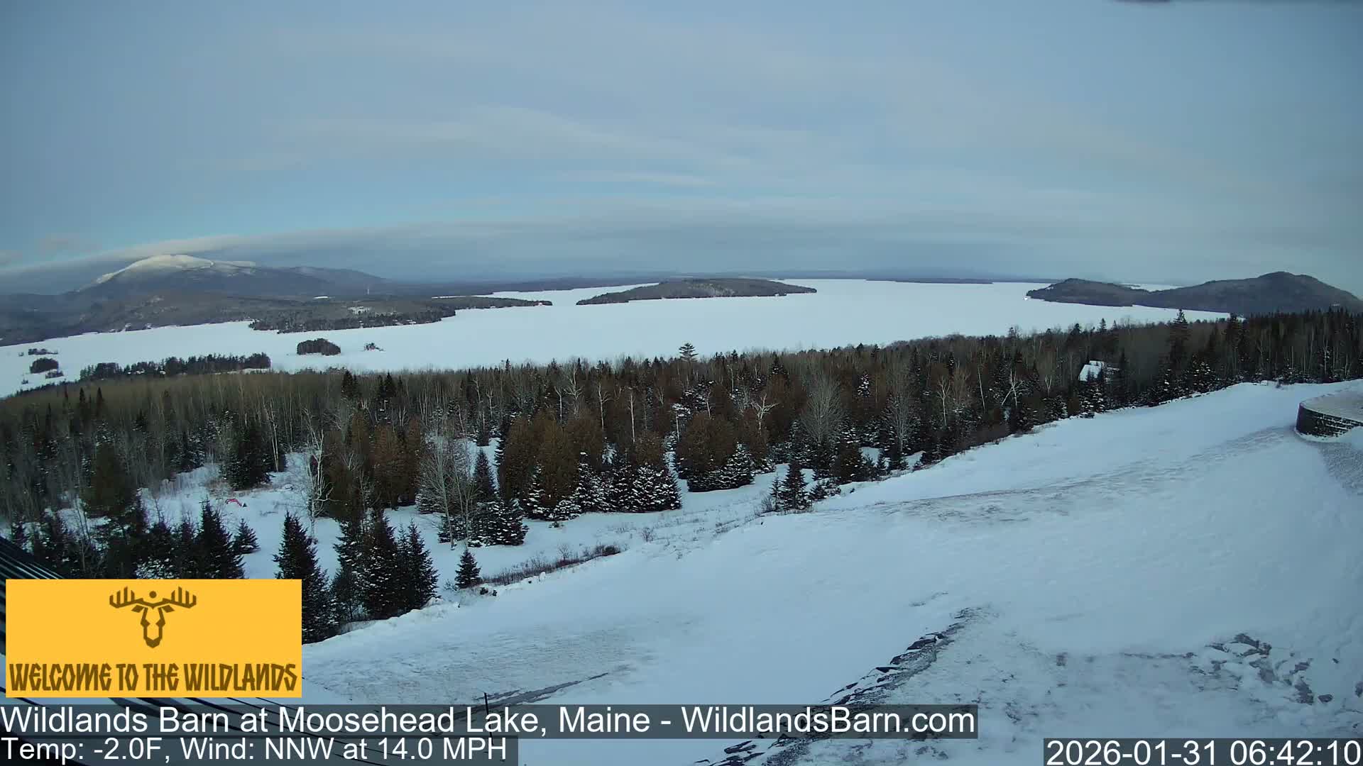 Moosehead Lake View from Wildlands Barn Live Cam - Northwest Piscataquis, Piscataquis, Maine, USA