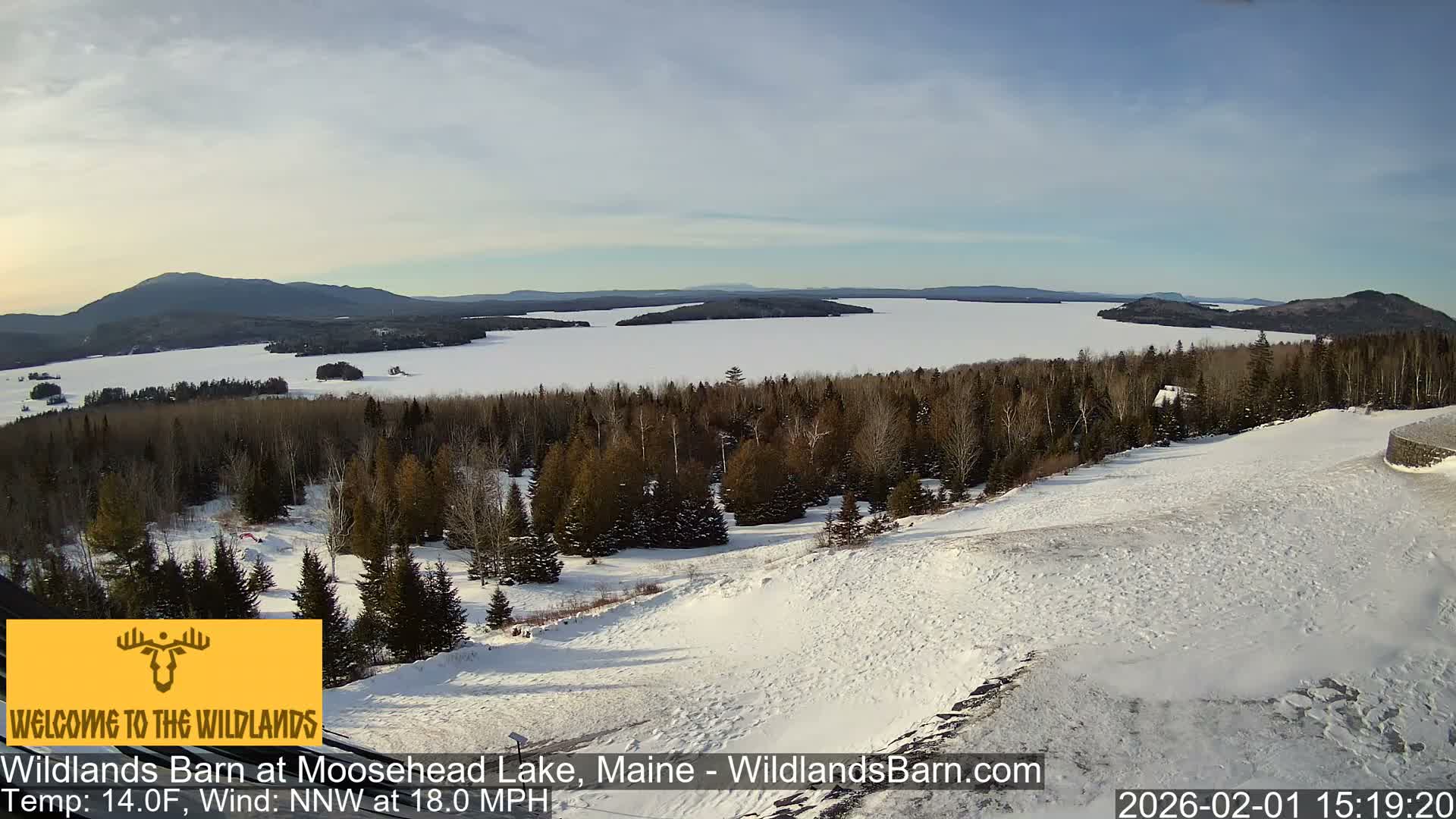 Moosehead Lake View from Wildlands Barn Live Cam - Northwest Piscataquis, Piscataquis, Maine, USA