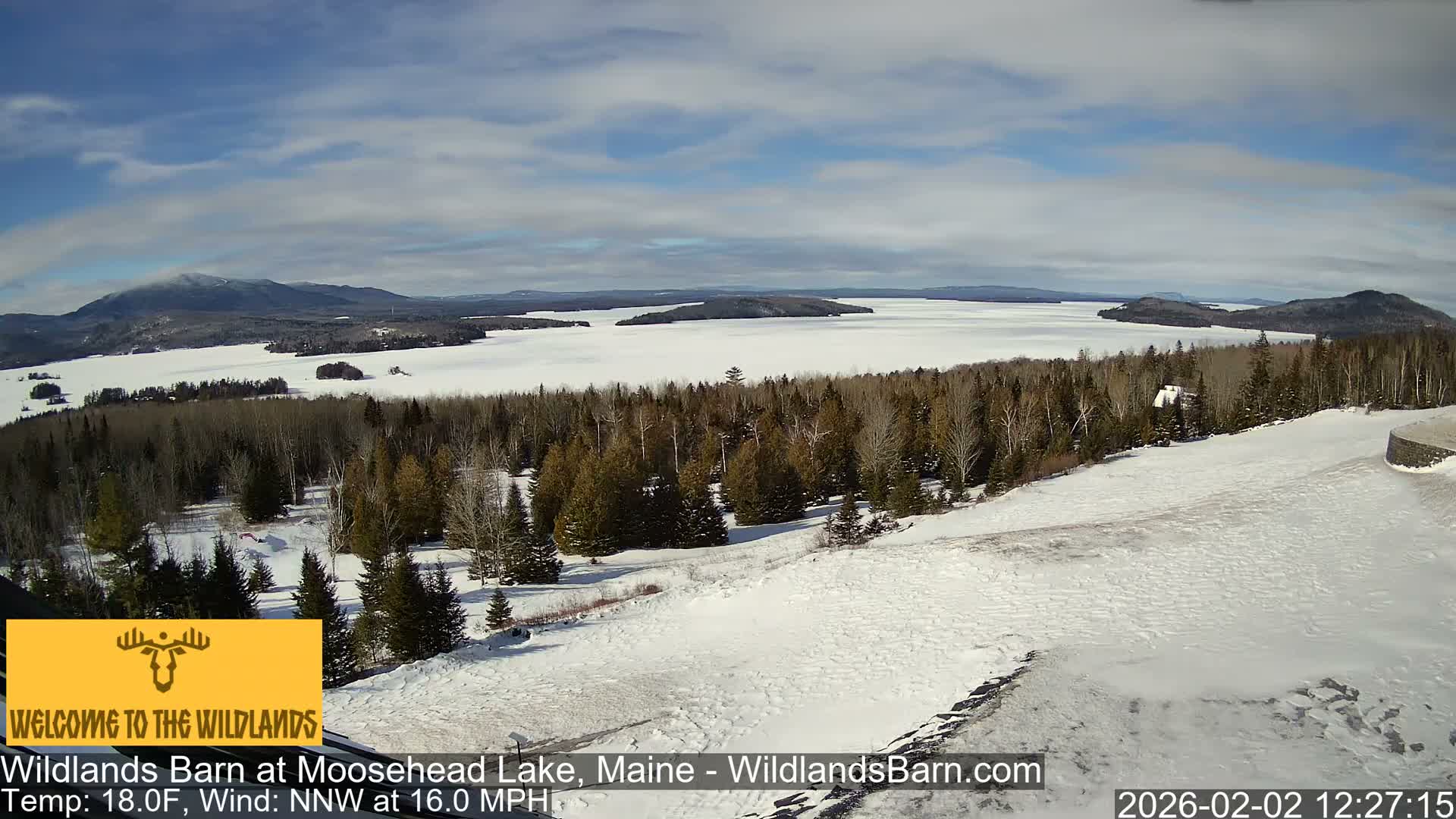 Moosehead Lake View from Wildlands Barn Live Cam - Northwest Piscataquis, Piscataquis, Maine, USA