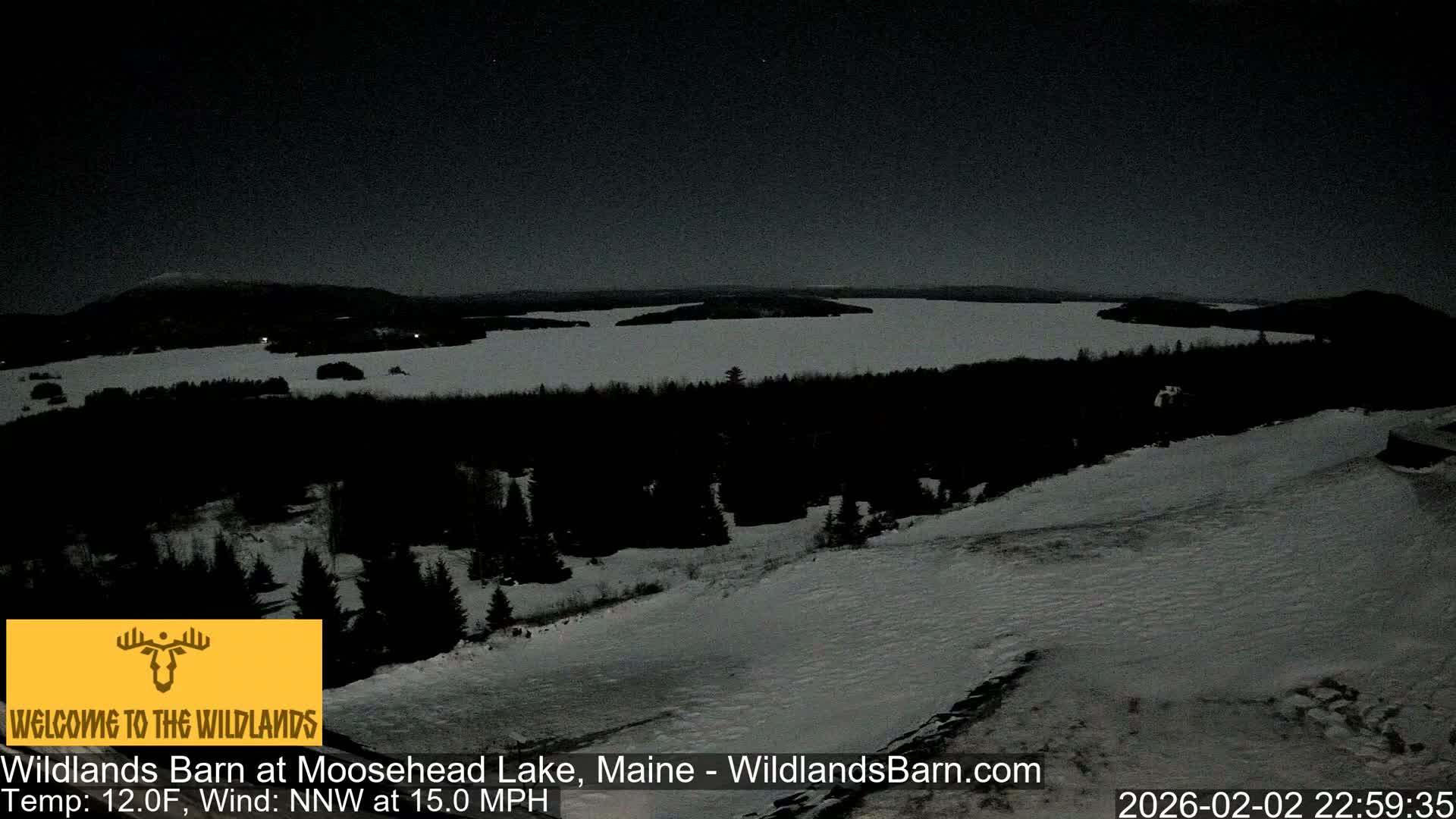 Moosehead Lake View from Wildlands Barn Live Cam - Northwest Piscataquis, Piscataquis, Maine, USA