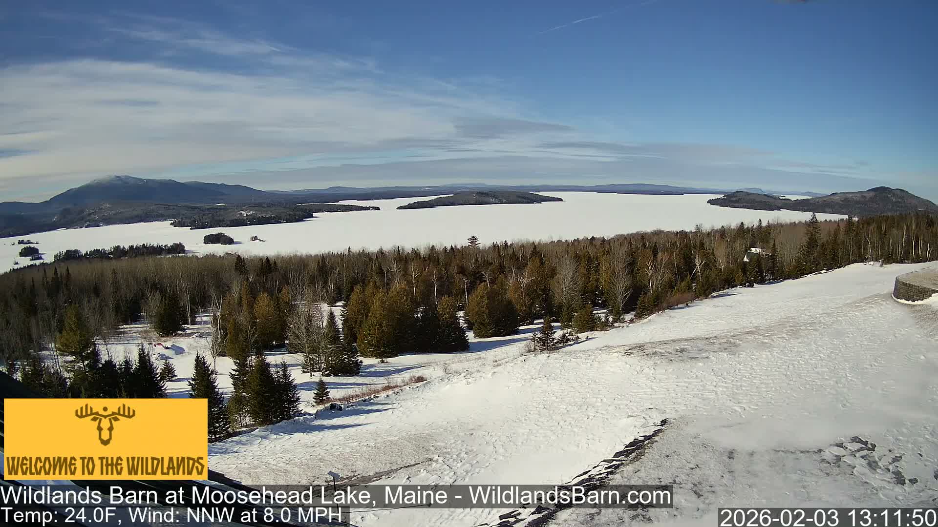 Moosehead Lake View from Wildlands Barn Live Cam - Northwest Piscataquis, Piscataquis, Maine, USA
