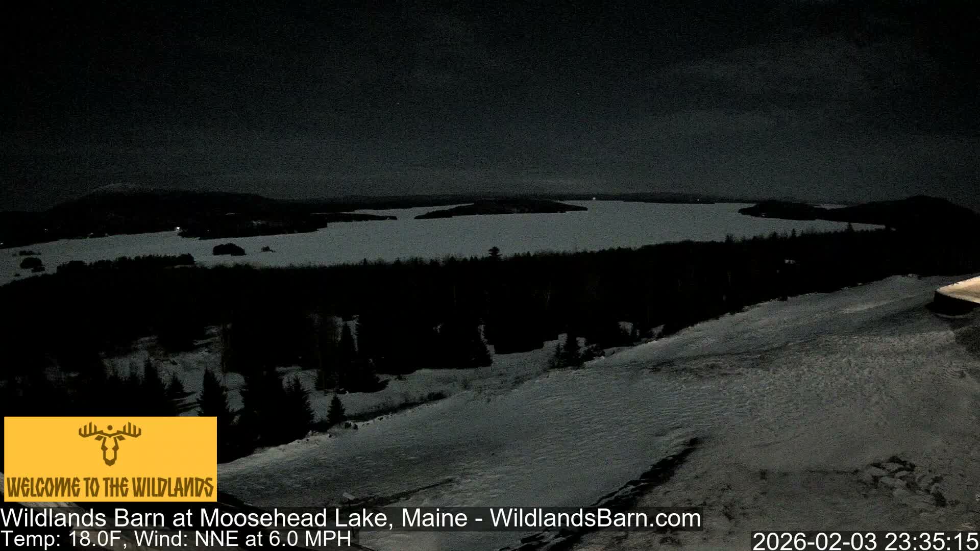 Moosehead Lake View from Wildlands Barn Live Cam - Northwest Piscataquis, Piscataquis, Maine, USA