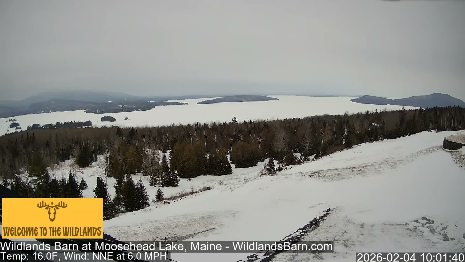 Moosehead Lake View from Wildlands Barn Live Cam - Northwest Piscataquis, Piscataquis, Maine, USA