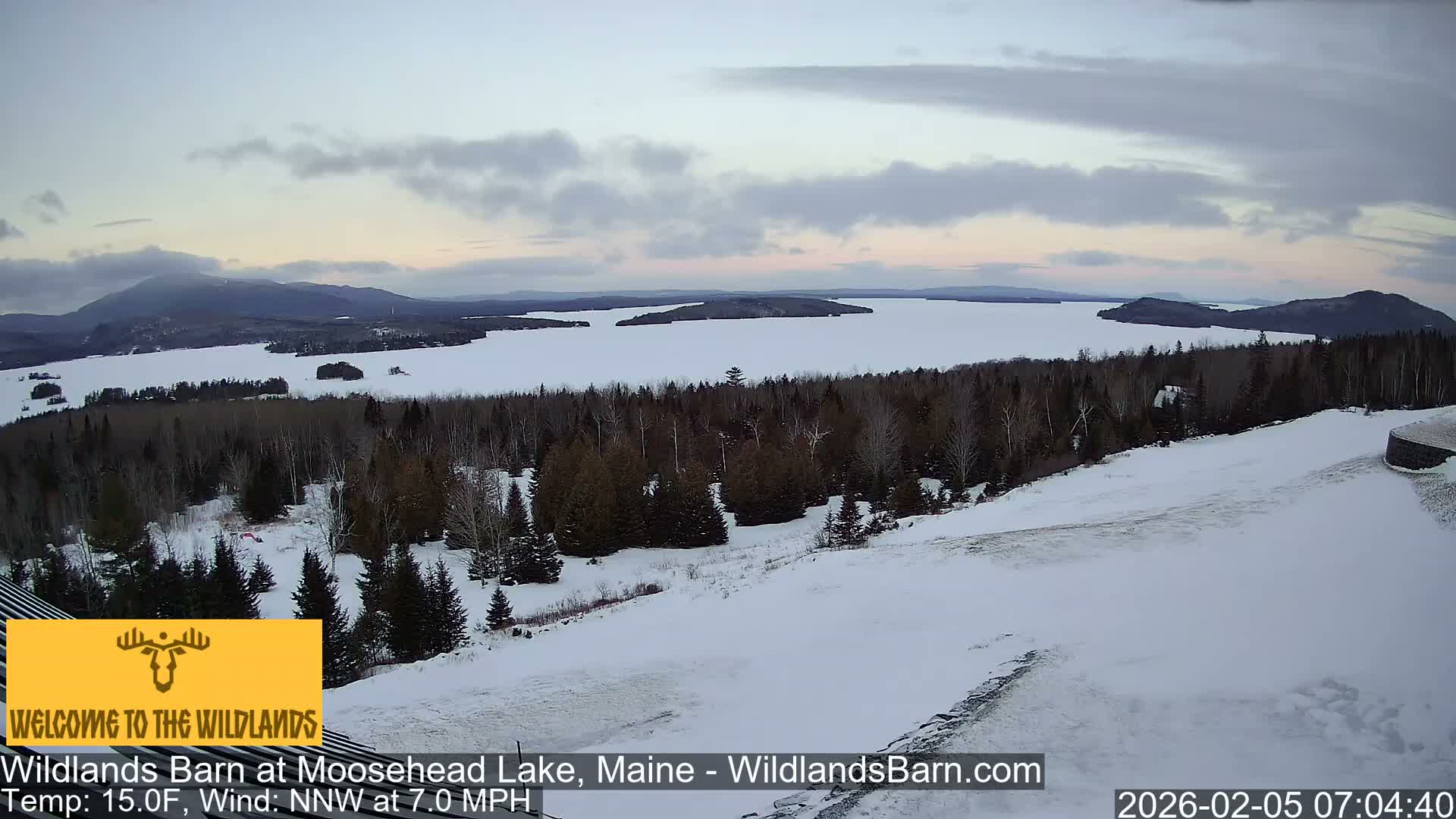 Moosehead Lake View from Wildlands Barn Live Cam - Northwest Piscataquis, Piscataquis, Maine, USA