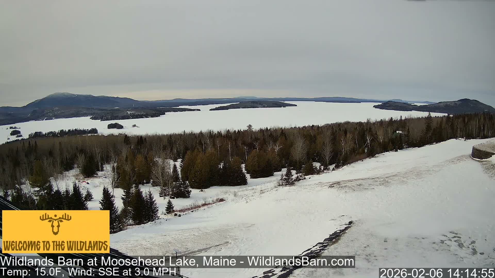 Moosehead Lake View from Wildlands Barn Live Cam - Northwest Piscataquis, Piscataquis, Maine, USA