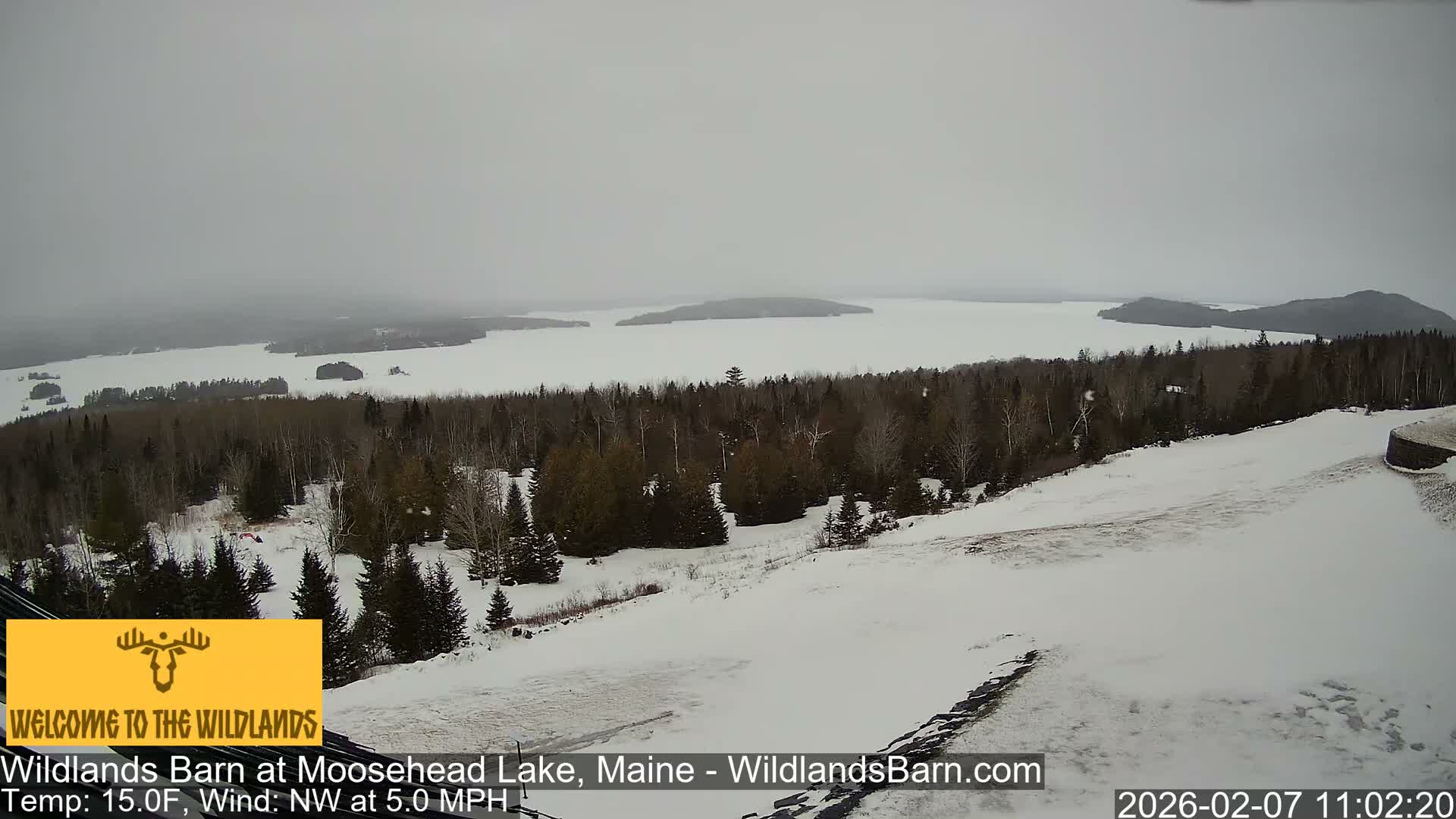 Moosehead Lake View from Wildlands Barn Live Cam - Northwest Piscataquis, Piscataquis, Maine, USA