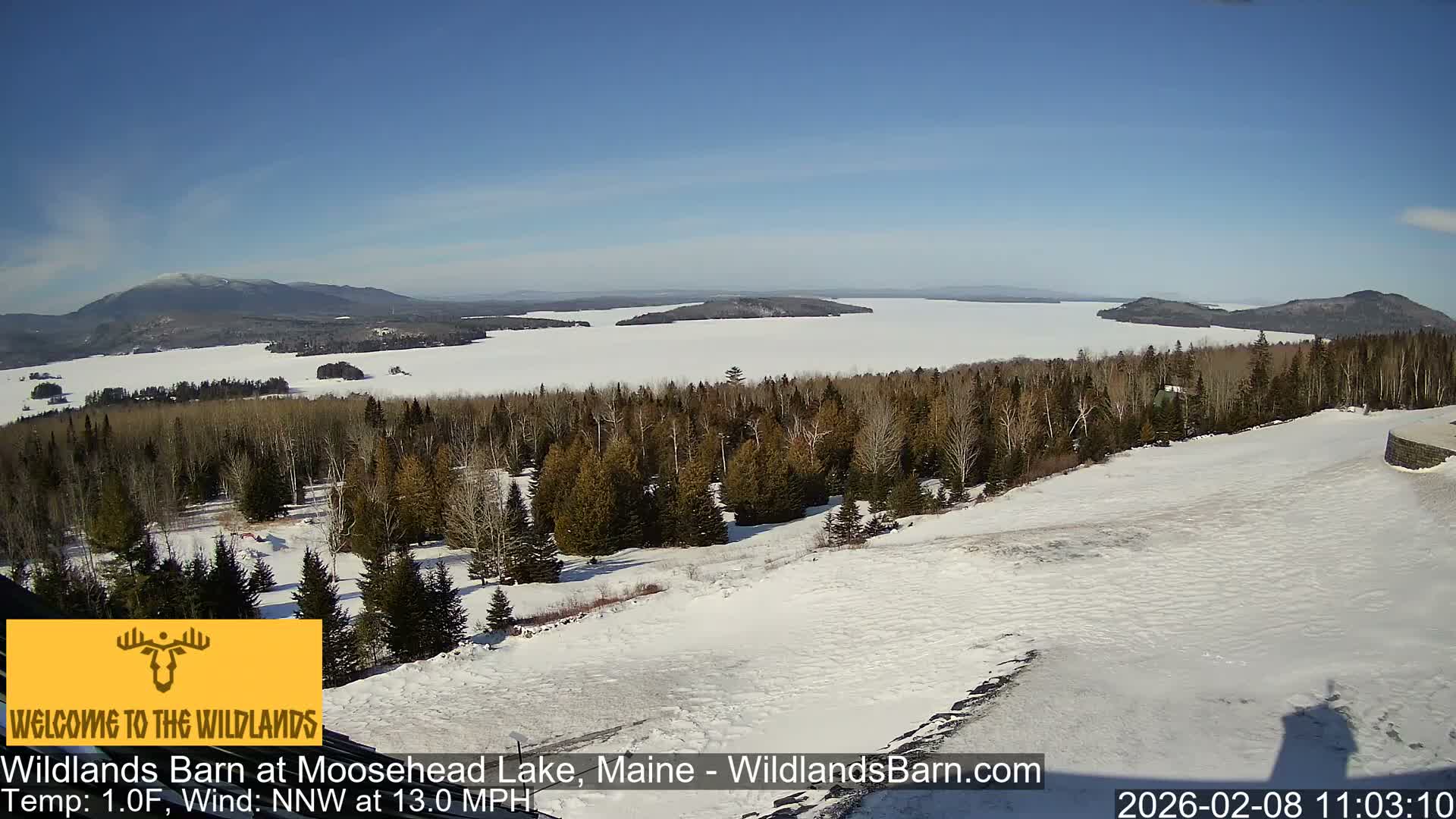 Moosehead Lake View from Wildlands Barn Live Cam - Northwest Piscataquis, Piscataquis, Maine, USA
