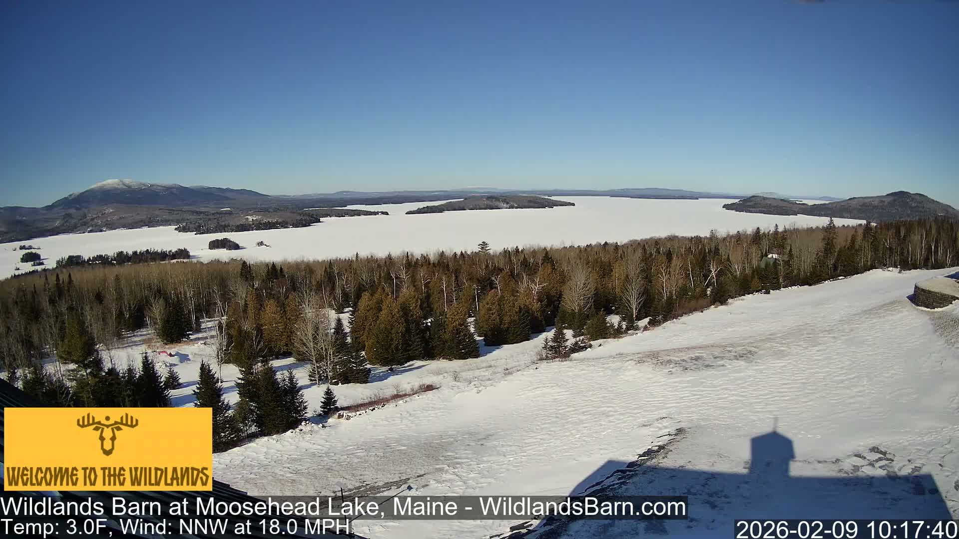 Moosehead Lake View from Wildlands Barn Live Cam - Northwest Piscataquis, Piscataquis, Maine, USA