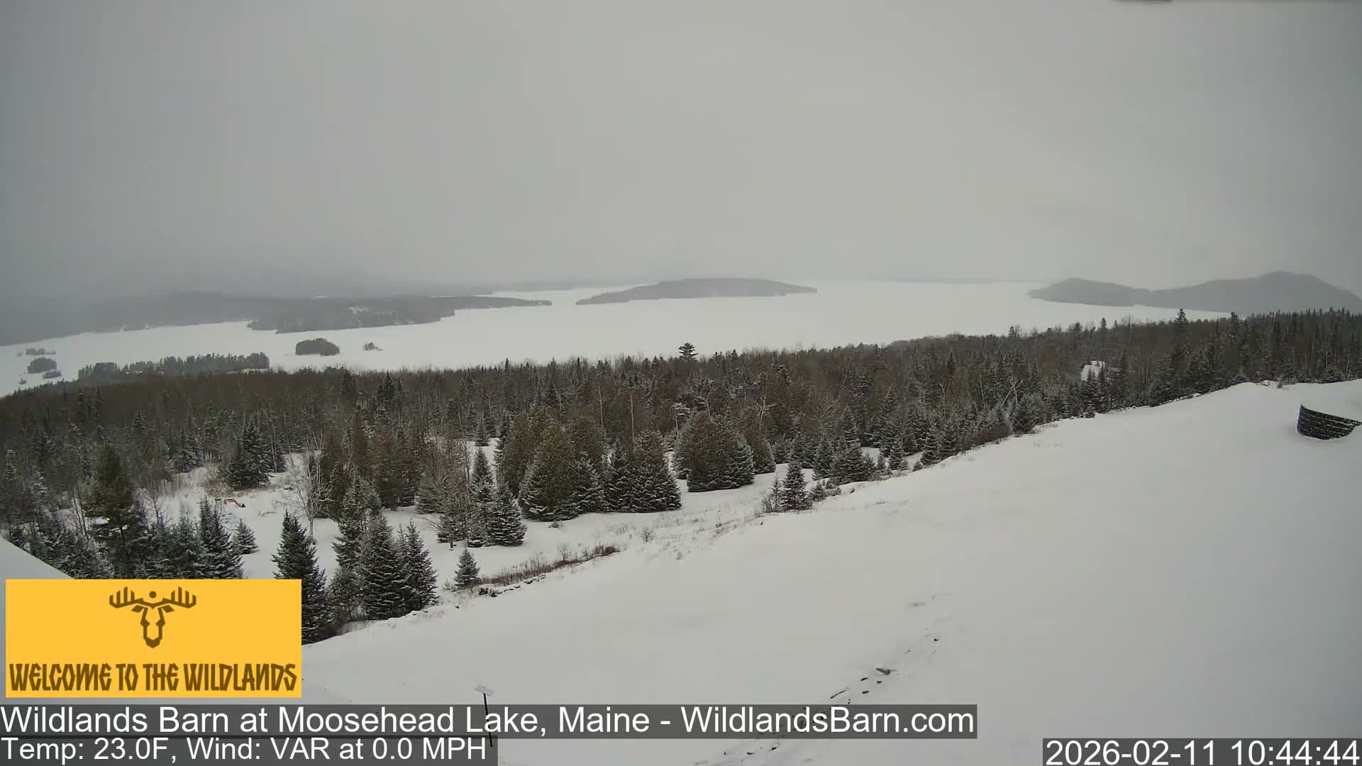 Moosehead Lake View from Wildlands Barn Live Cam - Northwest Piscataquis, Piscataquis, Maine, USA