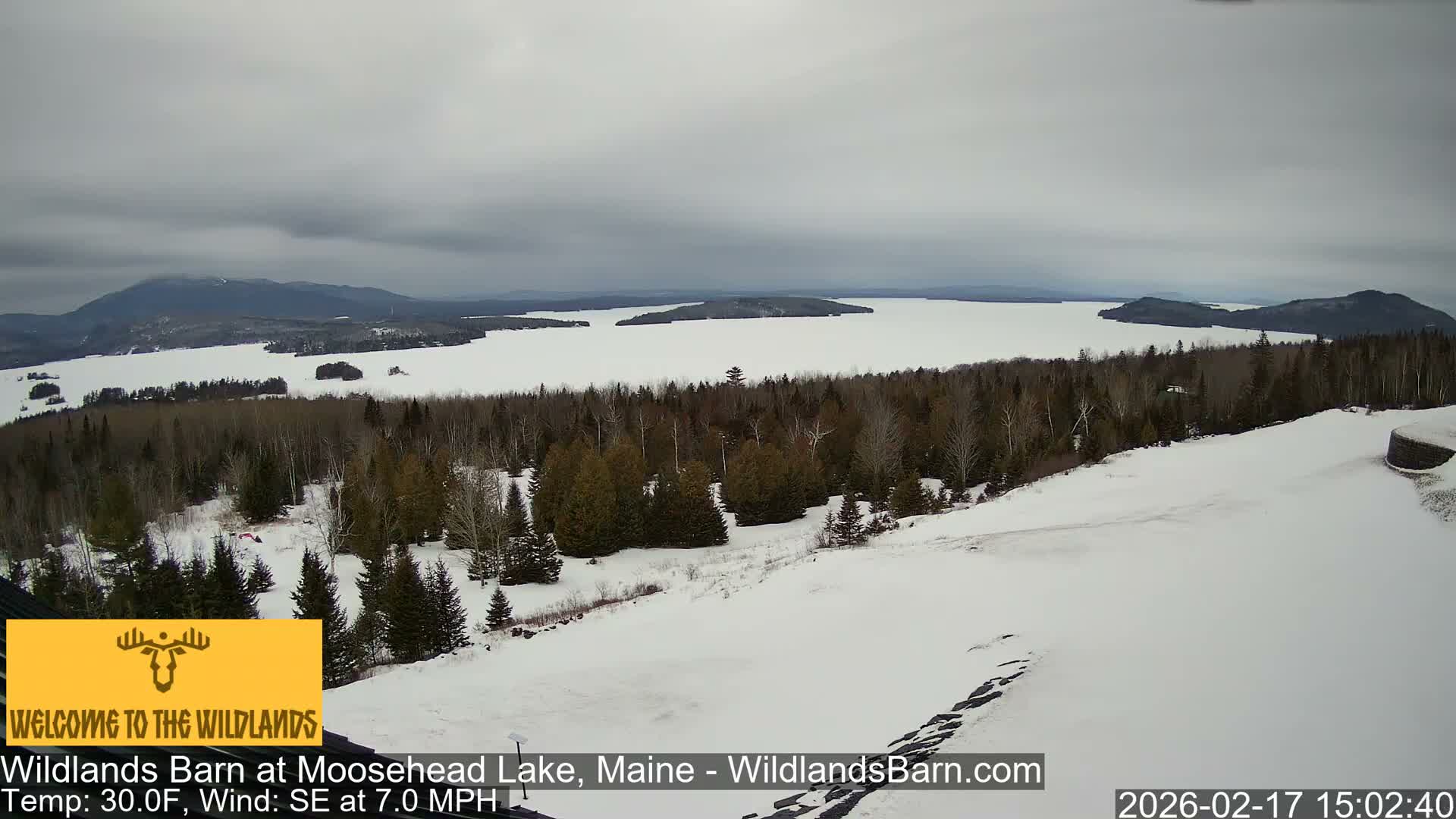 Moosehead Lake View from Wildlands Barn Live Cam - Northwest Piscataquis, Piscataquis, Maine, USA