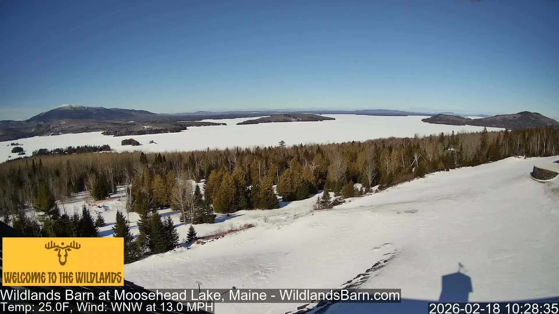 Moosehead Lake View from Wildlands Barn Live Cam - Northwest Piscataquis, Piscataquis, Maine, USA