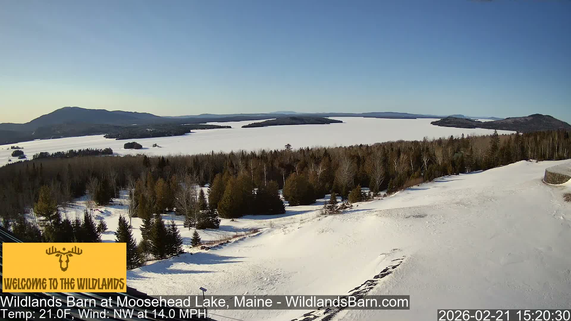 Moosehead Lake View from Wildlands Barn Live Cam - Northwest Piscataquis, Piscataquis, Maine, USA