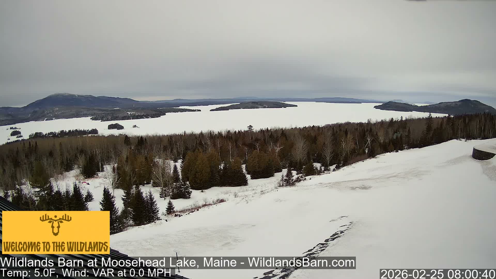 Moosehead Lake View from Wildlands Barn Live Cam - Northwest Piscataquis, Piscataquis, Maine, USA