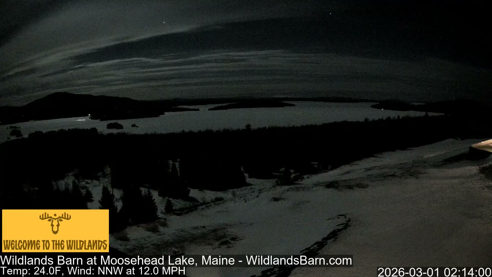 Moosehead Lake View from Wildlands Barn Live Cam - Northwest Piscataquis, Piscataquis, Maine, USA