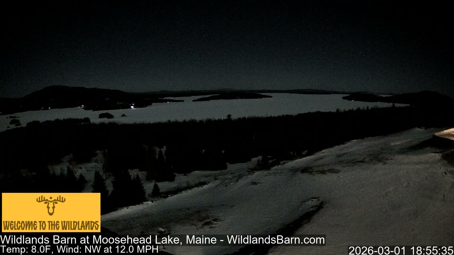 Moosehead Lake View from Wildlands Barn Live Cam - Northwest Piscataquis, Piscataquis, Maine, USA