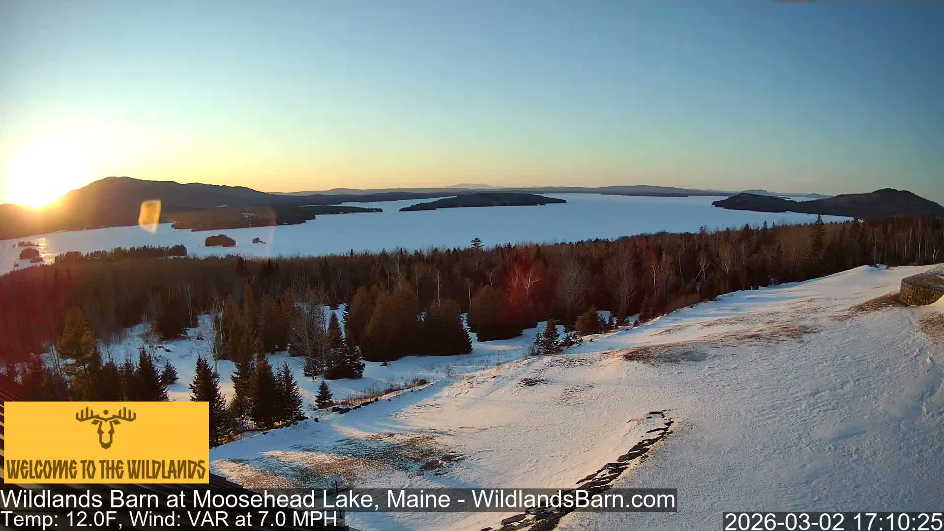 Moosehead Lake View from Wildlands Barn Live Cam - Northwest Piscataquis, Piscataquis, Maine, USA