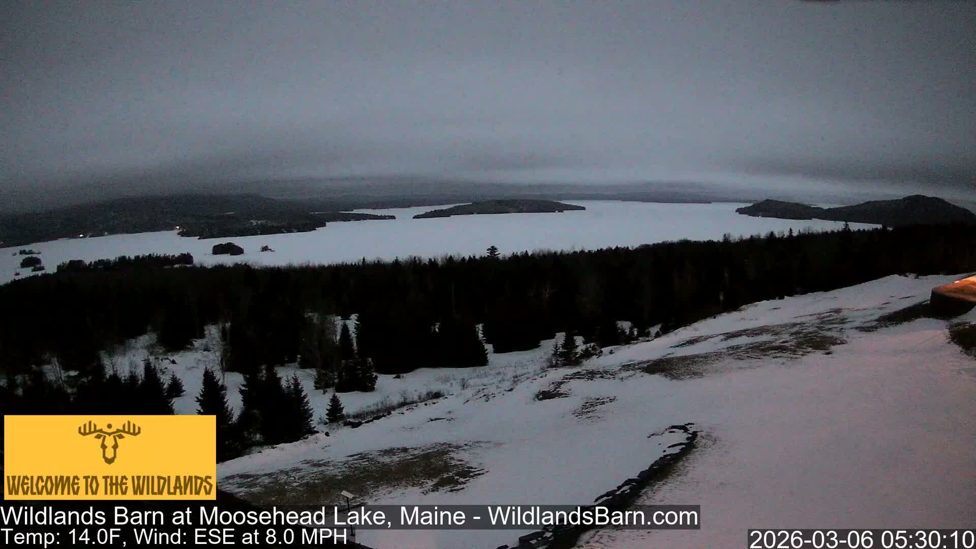 Moosehead Lake View from Wildlands Barn Live Cam - Northwest Piscataquis, Piscataquis, Maine, USA