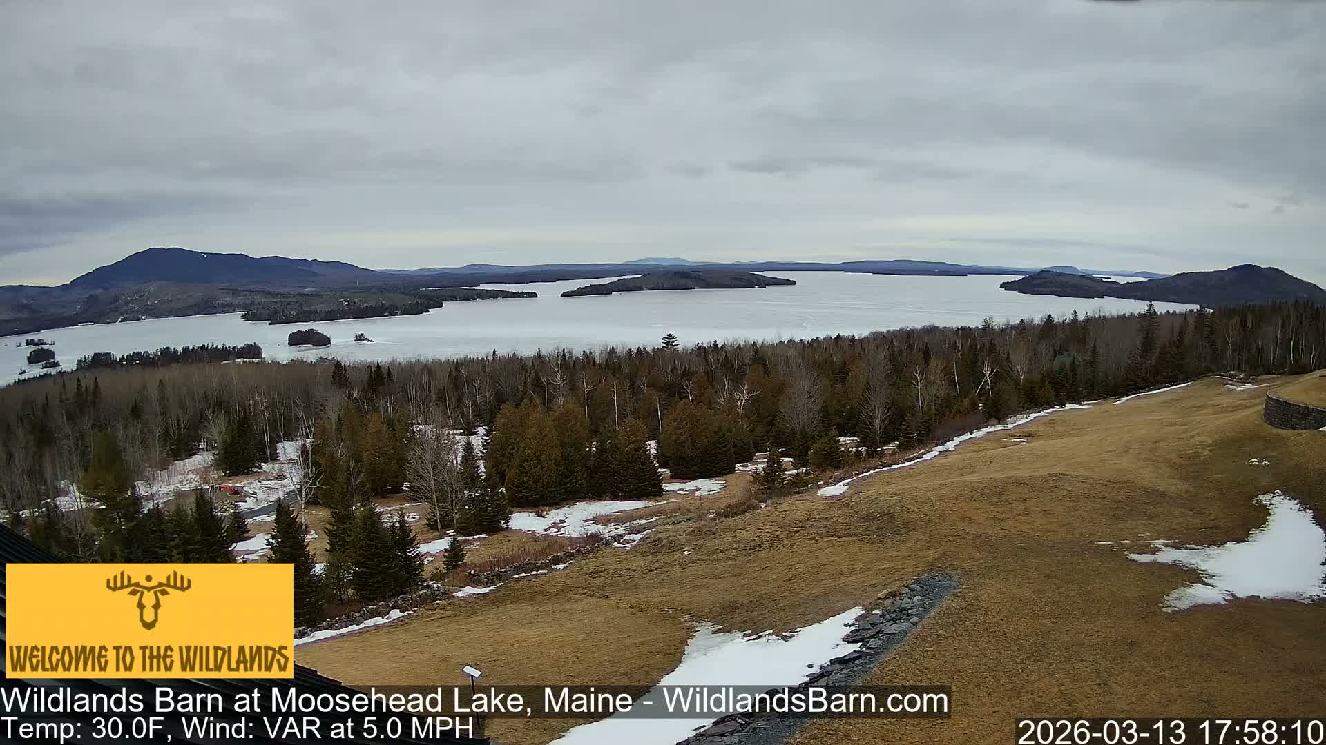Moosehead Lake View from Wildlands Barn Live Cam - Northwest Piscataquis, Piscataquis, Maine, USA