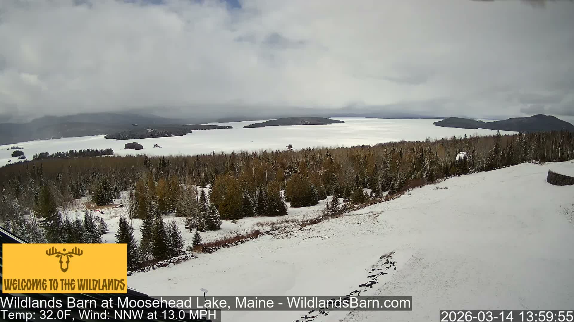 Moosehead Lake View from Wildlands Barn Live Cam - Northwest Piscataquis, Piscataquis, Maine, USA